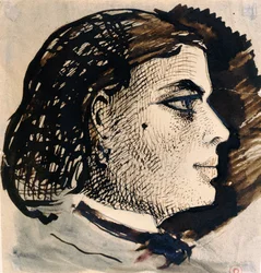 Manuscriptpagina met portret van Berthe, Baudelaire